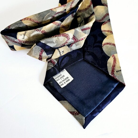 Gianfranco Silk House Collezioni Baseball Print Polyester Tie~T180.3 - Picture 3 of 4